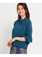 【洗える】ベネシャンボータイブラウス/ブルー(092)