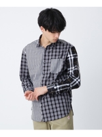 【洗える】モノトーンクレイジーシャツ/ブラック(819)