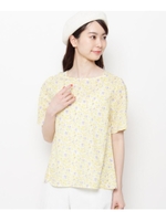 【洗える】リーフプリントシャツ/イエロー(132)