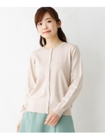 【大きいサイズあり・13号・15号】シアーライン丸首カーディガン/ライトベージュ(051)