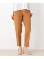 【大きいサイズあり・13号・15号】ポリストレッチタックテーパードパンツ/キャメル(041)