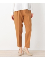 【大きいサイズあり・13号・15号】ポリストレッチタックテーパードパンツ/キャメル(041)