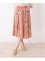 【大きいサイズあり・13号・15号】水彩フラワー柄スカート/ラズベリーピンク(173)