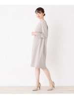 【大きいサイズあり・１３号・１５号】袖リボンワンピース/ライトベージュ(051)