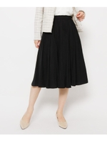 【入卒・大きいサイズあり・13号・15号】らくちんパウダーサテンプリーツスカート/ブラック(019)