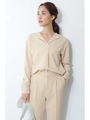 ◆［ウォッシャブル］ダブルクロスセットアップブラウス/ベージュ(040)