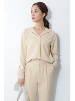 ◆［ウォッシャブル］ダブルクロスセットアップブラウス/ベージュ(040)