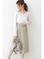 ◆ベルト付きロングスカート/ライトカーキ(180)