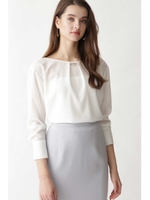 ◆メタルパーツ付き2WAYジョーゼットブラウス/ホワイト(030)