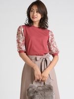 ≪手洗い可能≫袖オパール５分袖プルオーバー/ピンク