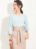 ２WAYボーダーブラウス/ライトグリーン