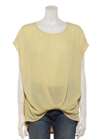 ＮＣ付裾タックカット＊シフォン切替プルオーバー/マスタード