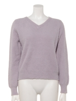 Ｖネックシャギーニットプルオーバー/ラベンダー