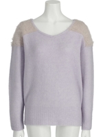 Ｖネックフェザー切替ゆるニットプルオーバー/ラベンダー