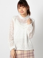 Ｖフリルレースブラウス/シロ