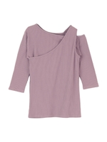 アシメレイヤードリブカットソートップス/ラベンダー