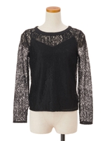 インナーツキレースブラウス/ブラック