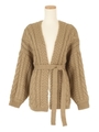 ウエストマークケーブルニットカーディガン/ベージュ