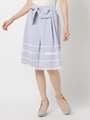 ウエストリボンレース切替スカート/ライトブルー