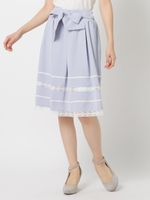 ウエストリボンレース切替スカート/ライトブルー