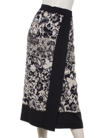 エスニックパネル・ラップ風スカート/ダークブルー