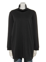 オーガニックコットン混ストレッチポンチ　オフタートルゆったりチュニック/ブラック