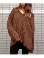 オーバーサイズニットチュニック/ブラウン(015)