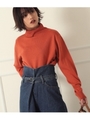 カシミヤタッチタートルネックトップス/レンガ(068)
