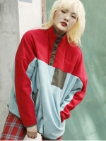 カラースナップフリースプルオーバー/RED