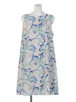 カラーフラワープリントワンピース/花柄 ブルー