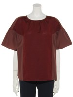 ギャザー切替リネンBL/ブラウン