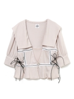 サイドリボンカーディガン/ベージュ