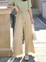 サテンプリーツワイドパンツ/ゴールド