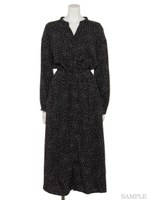 サラサラリラックススキッパーワンピース/ランダムドットBLK