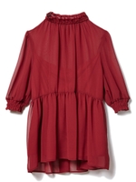 シフォンギャザーブラウス/ボルドー