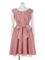 シャンタン×オーガンジーフレアワンピース/ピンク