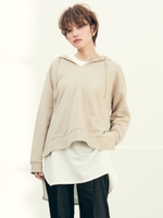 シルケット裏毛パーカー/ベージュ