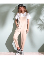 シンプルオーバーオール/ベージュ(005)