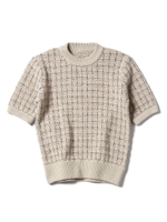 ジャガードハイネックニットトップス/ベージュ