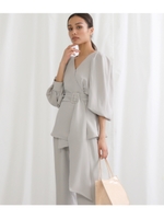 ジョーゼットカシュクールブラウス/ライトグレー(007)