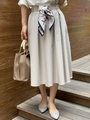 スカーフベルトフレアスカート/ライトグレー