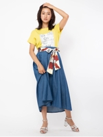 スカーフ付きフレアスカート/ブルー