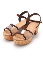 スカラップベルトコルクソールサンダル/ブラウン(642)