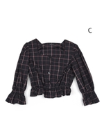 スクエアネック BL/ネイビーベースCH