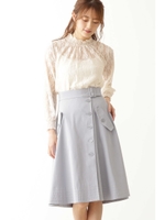 ステッチボタンフレアスカート/ブルー(110)