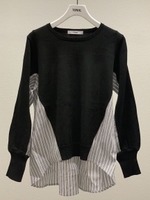 ストライプドッキングニット/ブラック