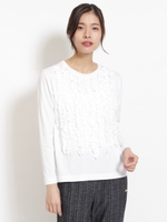 スピンギザ天竺フリルカットソー/ホワイト