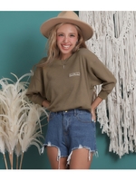 スラブワッフル7分丈刺繍トッフ/ブラウン(015)