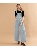 セミワイドデニムサロペット/ライトブルー(038)