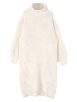 タートルネックモールヤーンニットワンピース/オフホワイト